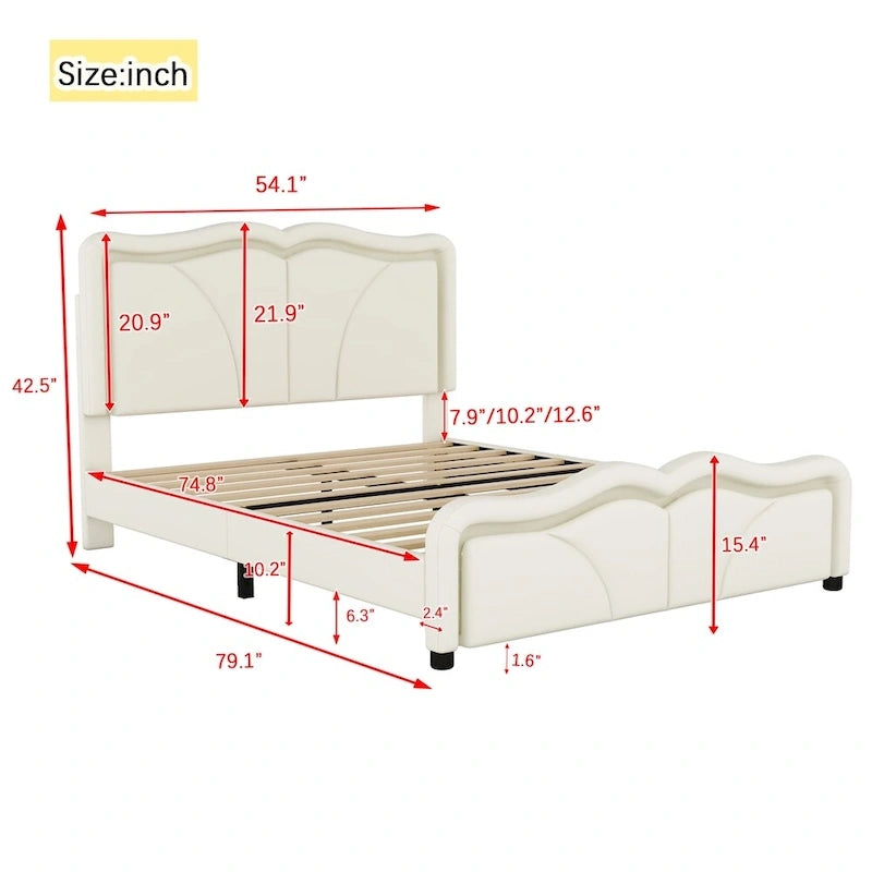 Letto matrimoniale con piattaforma in velluto curvo rosa/bianco con LED e testiera regolabile, 1 persona