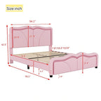Letto matrimoniale con piattaforma in velluto curvo rosa/bianco con LED e testiera regolabile, 1 persona