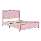Letto matrimoniale con piattaforma in velluto curvo rosa/bianco con LED e testiera regolabile, 1 persona