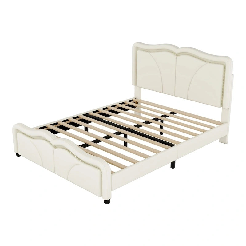 Letto matrimoniale con piattaforma in velluto curvo rosa/bianco con LED e testiera regolabile, 1 persona