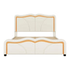 Letto matrimoniale con piattaforma in velluto curvo rosa/bianco con LED e testiera regolabile, 1 persona