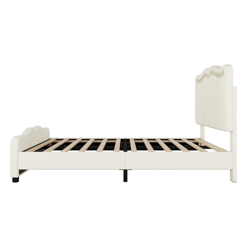 Letto matrimoniale con piattaforma in velluto curvo rosa/bianco con LED e testiera regolabile, 1 persona