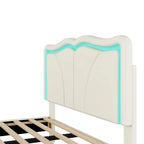Letto matrimoniale con piattaforma in velluto curvo rosa/bianco con LED e testiera regolabile, 1 persona