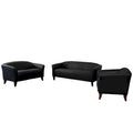 Set divani da reception in pelle morbida, braccioli inclinati, piedini in legno – Nero / Marrone / Bianco / Cognac, da 1 a 3 posti