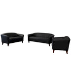 Set divani da reception in pelle morbida, braccioli inclinati, piedini in legno – Nero / Marrone / Bianco / Cognac, da 1 a 3 posti