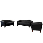 Set divani da reception in pelle morbida, braccioli inclinati, piedini in legno – Nero / Marrone / Bianco / Cognac, da 1 a 3 posti