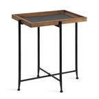 Tavolino d'appoggio rustico in legno marrone/nero e ferro, 50,1 cm × 34,3 cm × 59,1 cm