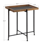 Tavolino d'appoggio rustico in legno marrone/nero e ferro, 50,1 cm × 34,3 cm × 59,1 cm