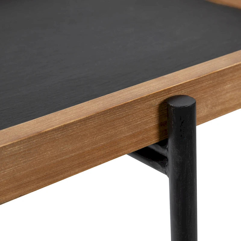 Tavolino d'appoggio rustico in legno marrone/nero e ferro, 50,1 cm × 34,3 cm × 59,1 cm