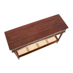Consolle noce/nero/bianco con ripiano in canna, 2 cassetti, montaggio da 1 persona