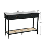 Consolle noce/nero/bianco con ripiano in canna, 2 cassetti, montaggio da 1 persona