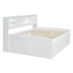 Divano letto full size (135 cm) color espresso / grigio / bianco con armadietti, mensole e 4 cassetti, per 1