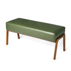 Panca rivestita in similpelle verde, stile moderno, seduta singola