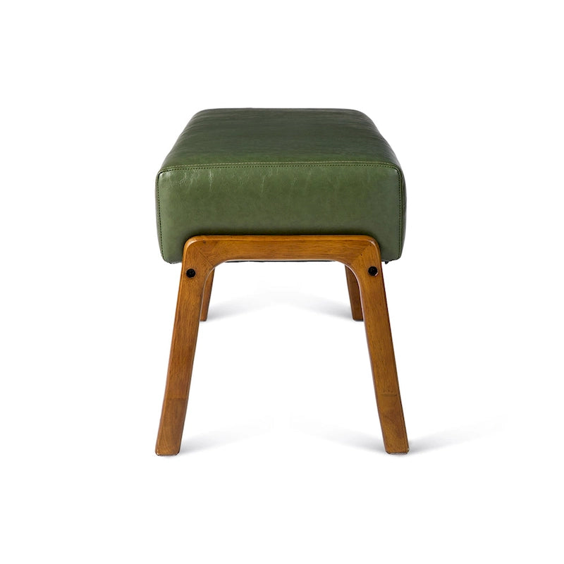 Panca rivestita in similpelle verde, stile moderno, seduta singola
