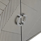 Mobile contenitore a 4 ante blu navy / champagne / blu, MDF e gambe in pino, montaggio a 1 persona