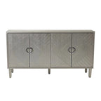 Mobile contenitore a 4 ante blu navy / champagne / blu, MDF e gambe in pino, montaggio a 1 persona