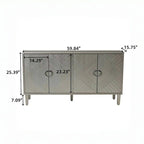 Mobile contenitore a 4 ante blu navy / champagne / blu, MDF e gambe in pino, montaggio a 1 persona