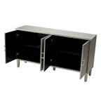 Mobile contenitore a 4 ante blu navy / champagne / blu, MDF e gambe in pino, montaggio a 1 persona