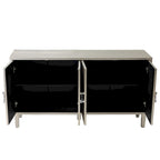 Mobile contenitore a 4 ante blu navy / champagne / blu, MDF e gambe in pino, montaggio a 1 persona