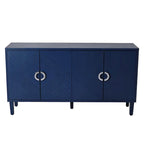 Mobile contenitore a 4 ante blu navy / champagne / blu, MDF e gambe in pino, montaggio a 1 persona
