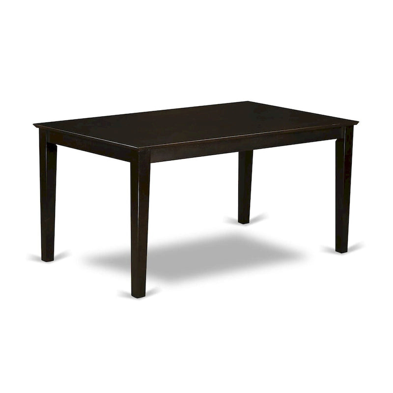 Set tavolo da pranzo rettangolare color cappuccino per 7 persone, sedie con schienale a X
