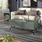 Set di 2 tavolini da caffè e tavolini laterali Sage Green / Bianco con cassetti 3D a onda
