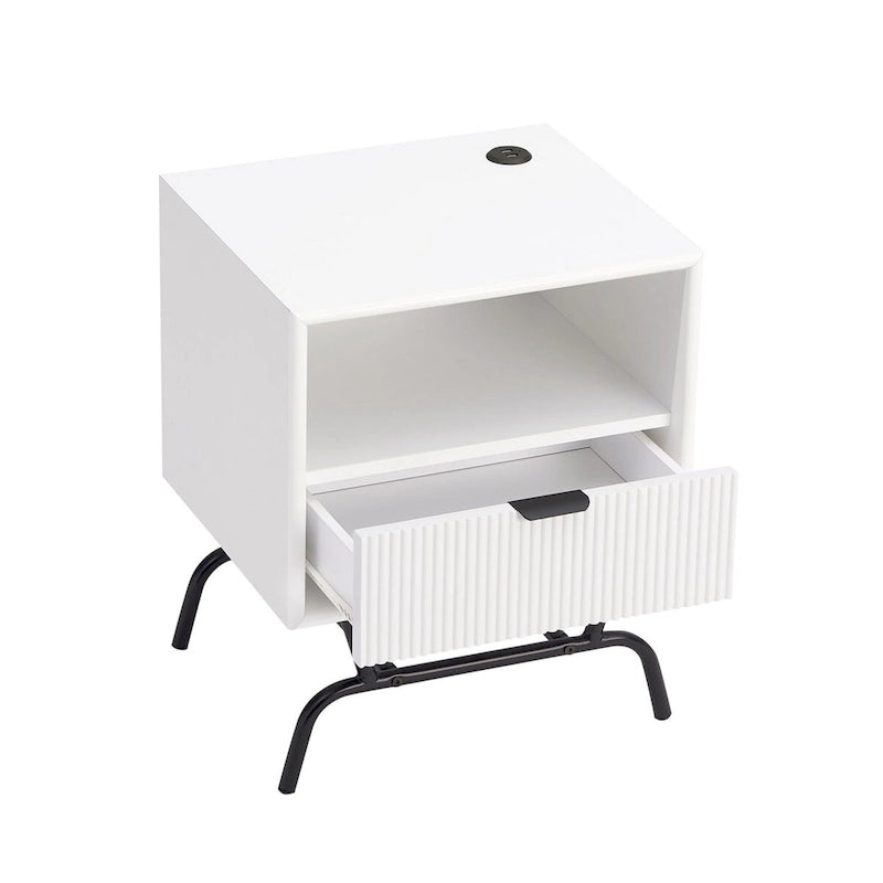 Set di 2 tavolini da caffè e tavolini laterali Sage Green / Bianco con cassetti 3D a onda