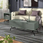 Set di 2 tavolini da caffè e tavolini laterali Sage Green / Bianco con cassetti 3D a onda