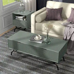 Set di 2 tavolini da caffè e tavolini laterali Sage Green / Bianco con cassetti 3D a onda