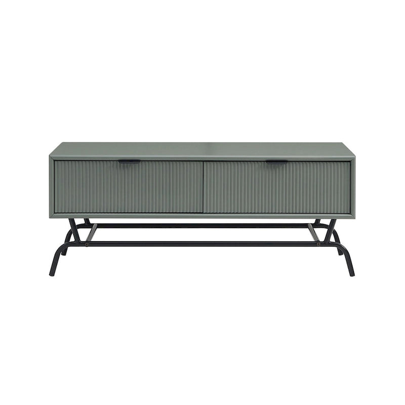 Set di 2 tavolini da caffè e tavolini laterali Sage Green / Bianco con cassetti 3D a onda