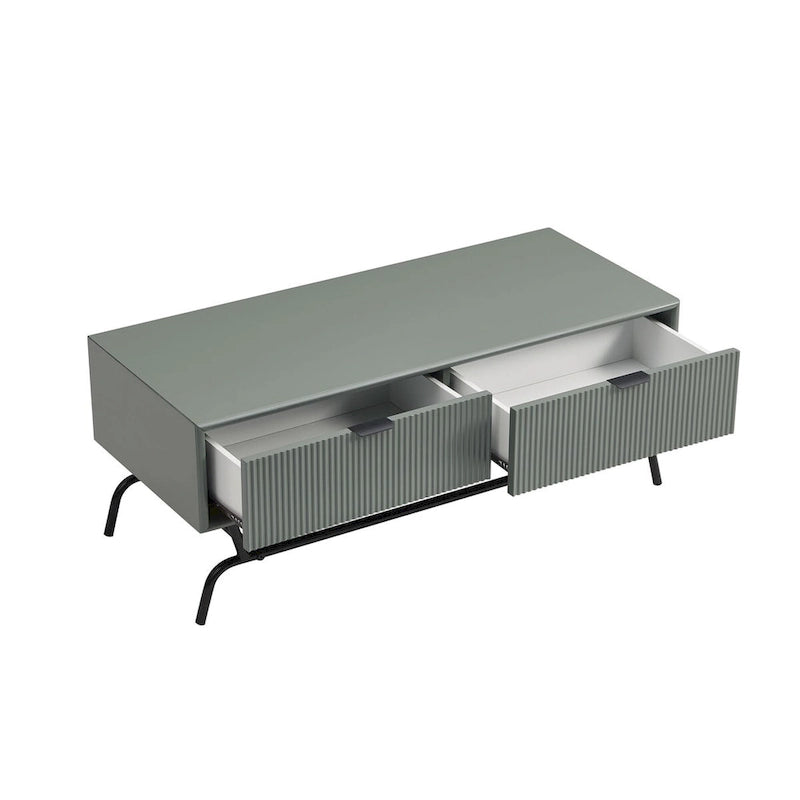 Set di 2 tavolini da caffè e tavolini laterali Sage Green / Bianco con cassetti 3D a onda